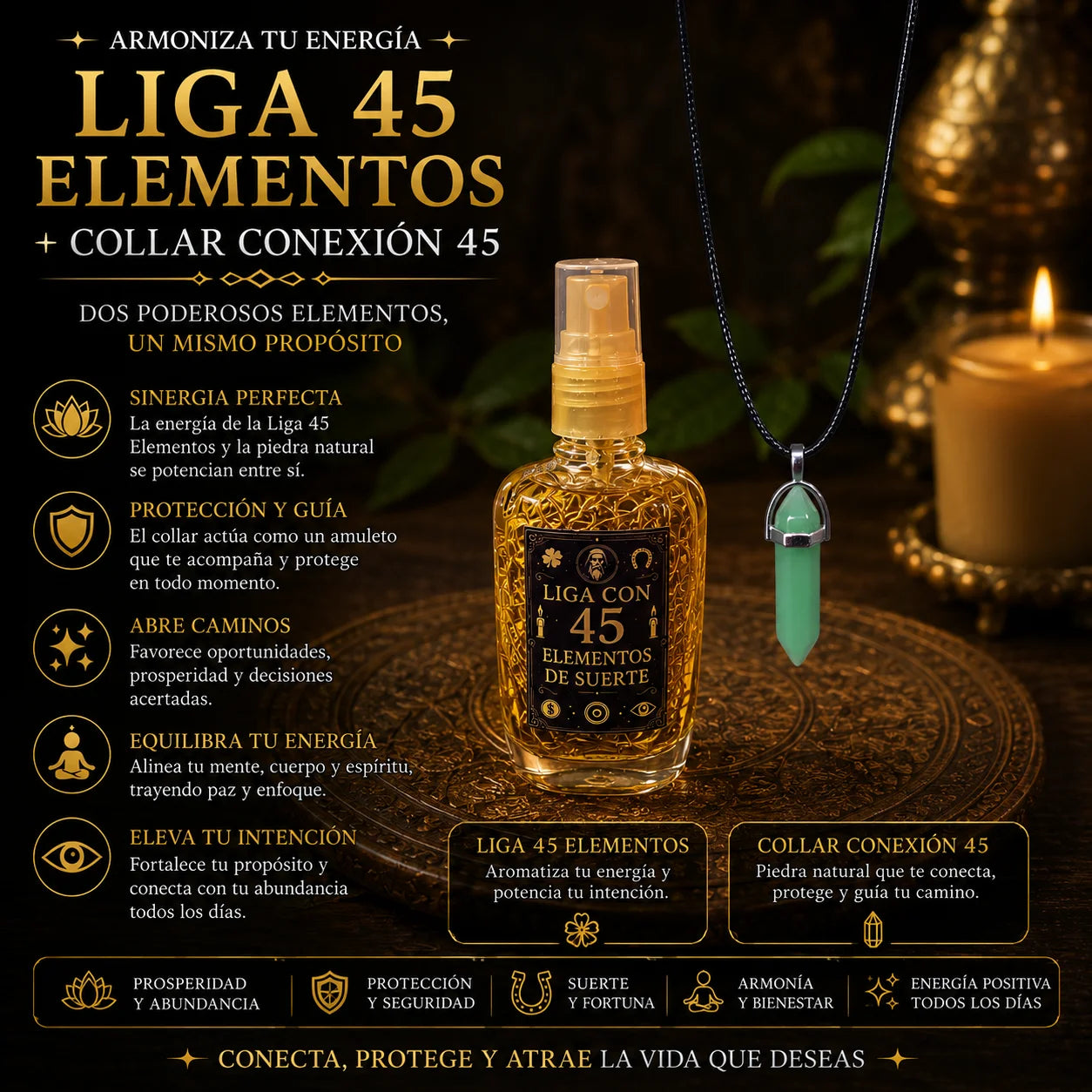 Perfume Liga De 45 Elementos + Collar Conexión 45