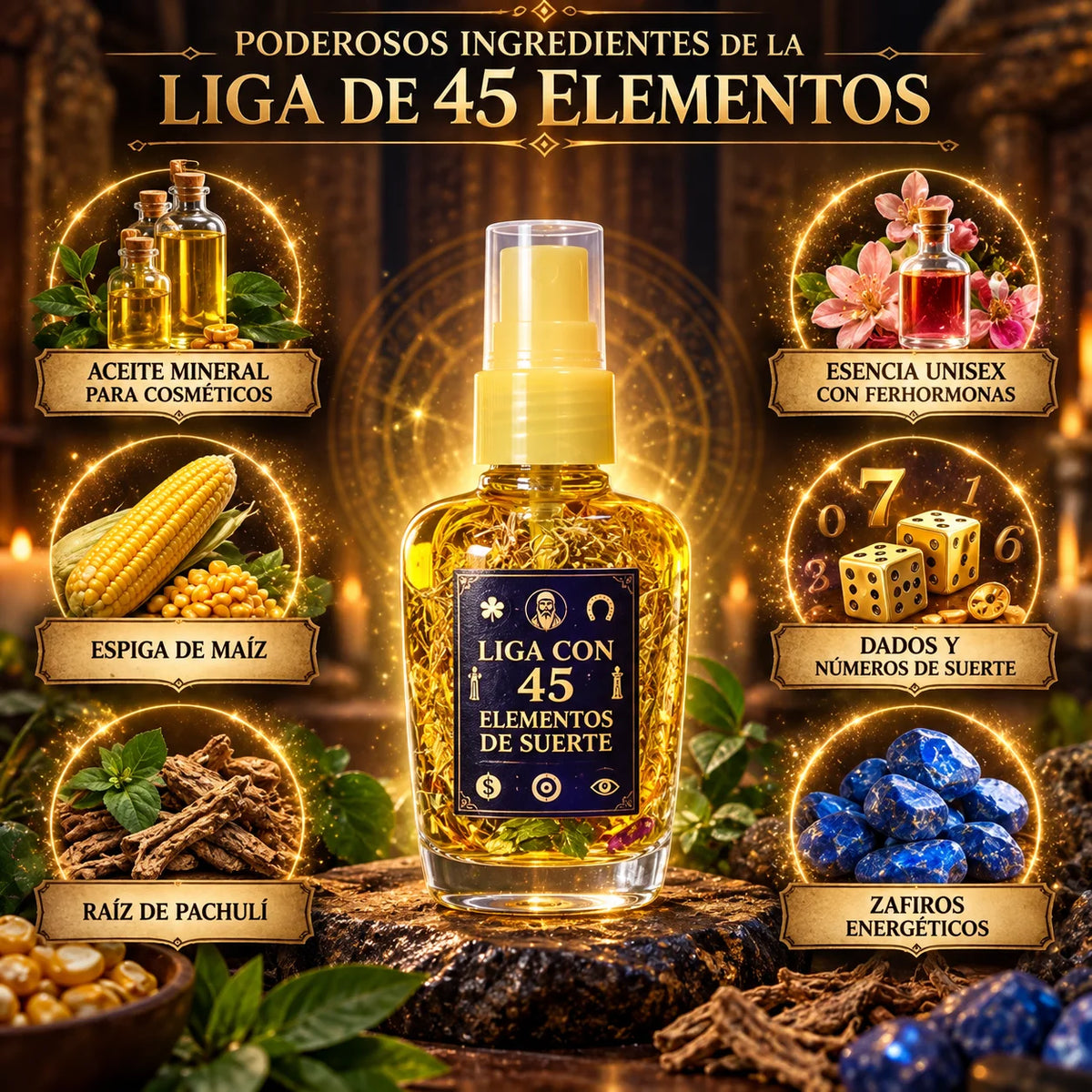 Perfume Liga 45 Elementos De La Suerte + Oración