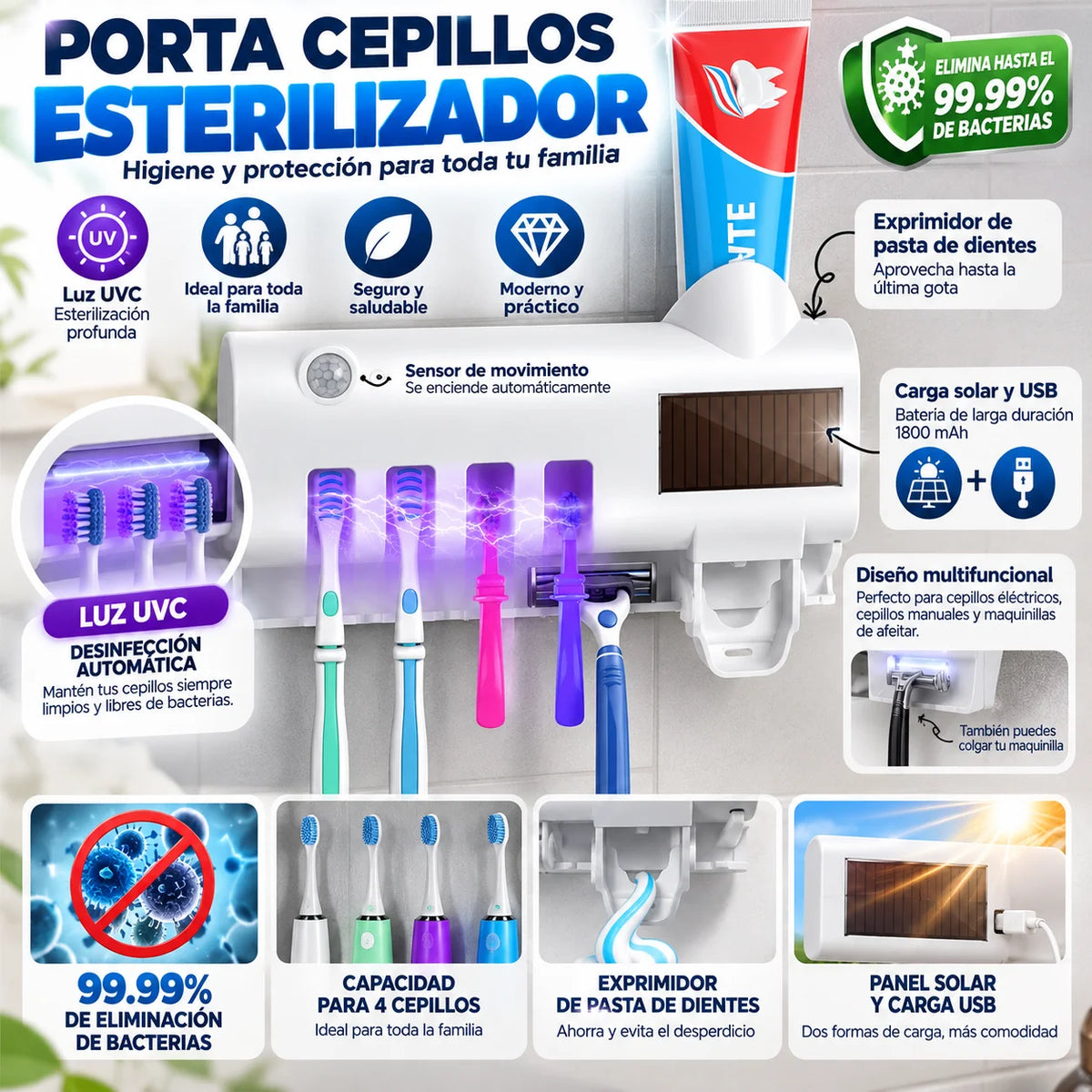 Porta Cepillos Esterilizador
