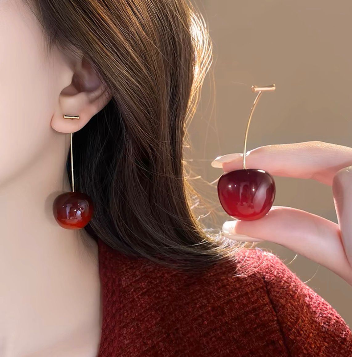 ARETES 🍒 CHERRY | BAÑO EN ORO DE 18K + Caja De Regalo