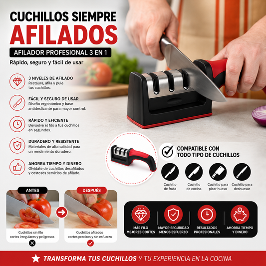 🔪 Afilador Profesional 3 en 1