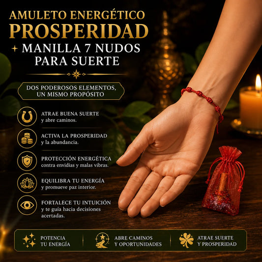 Amuleto Energetico + Manilla 7 Nudos Suerte