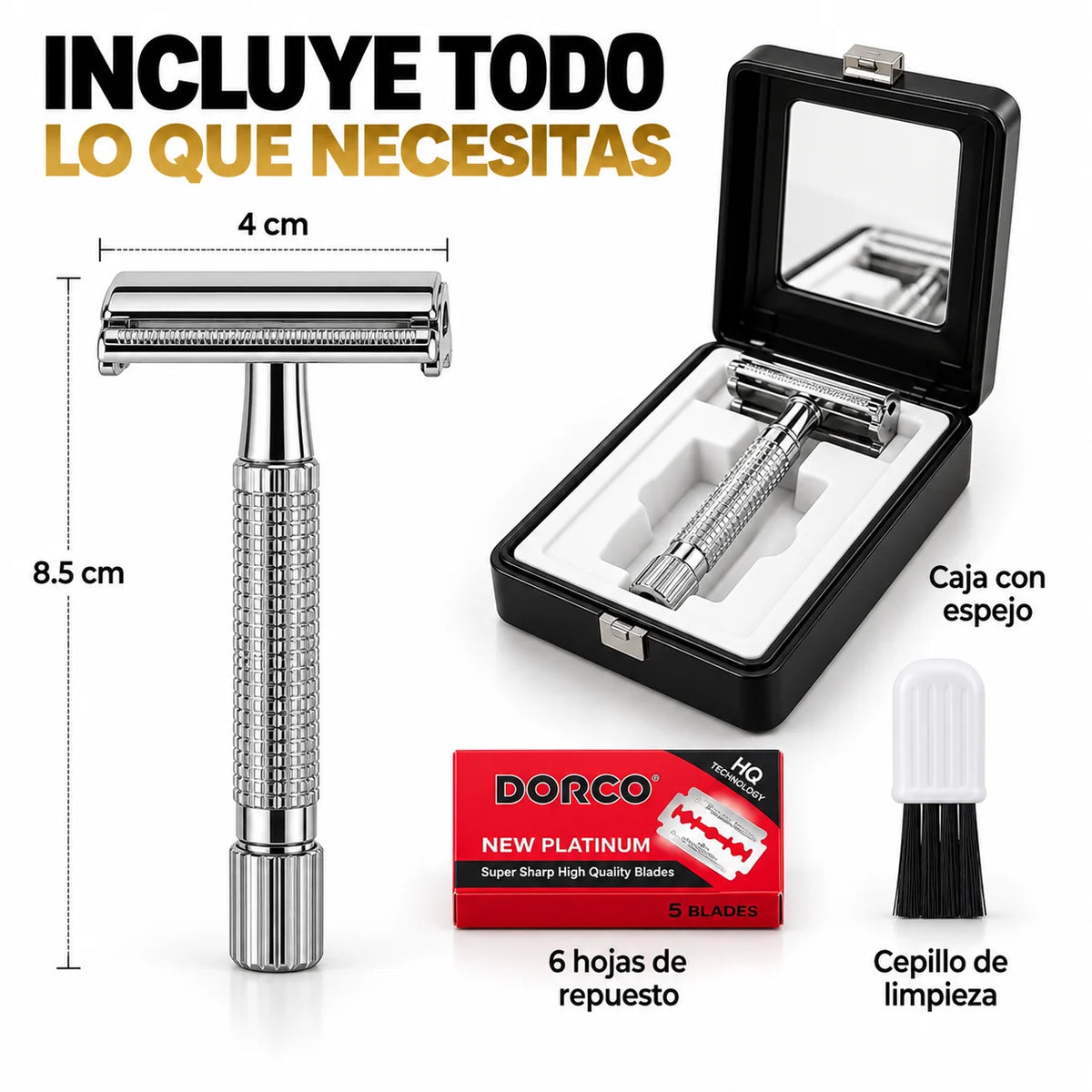 Maquina De Afeitar Premium Clásica 🧔+ Repuestos Dorco GRATIS