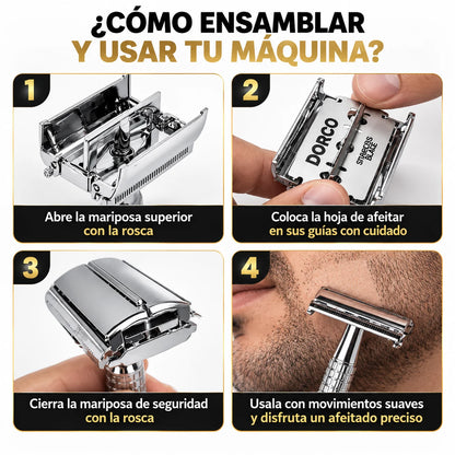 Maquina De Afeitar Premium Clásica 🧔+ Repuestos Dorco GRATIS