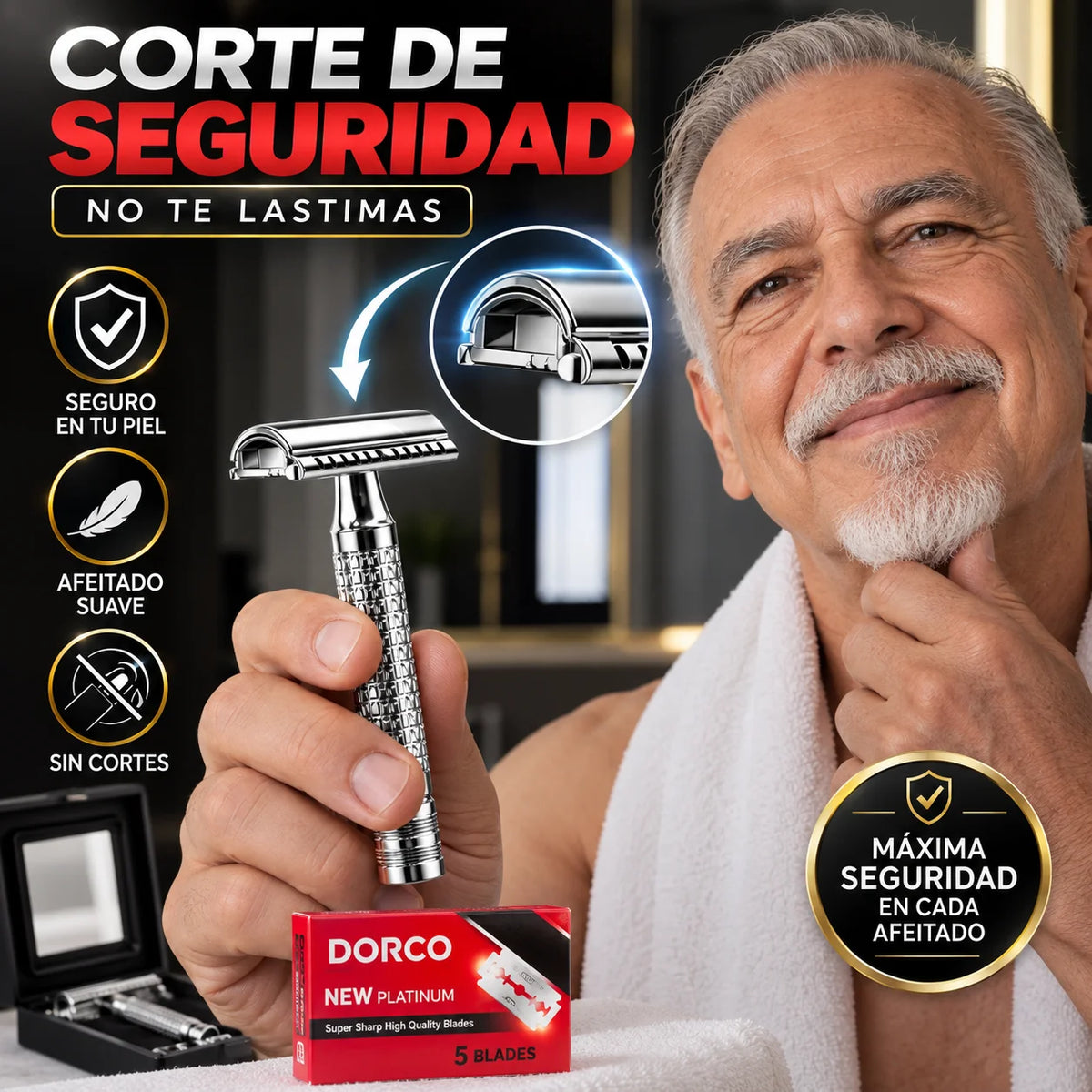 Maquina De Afeitar Premium Clásica 🧔+ Repuestos Dorco GRATIS