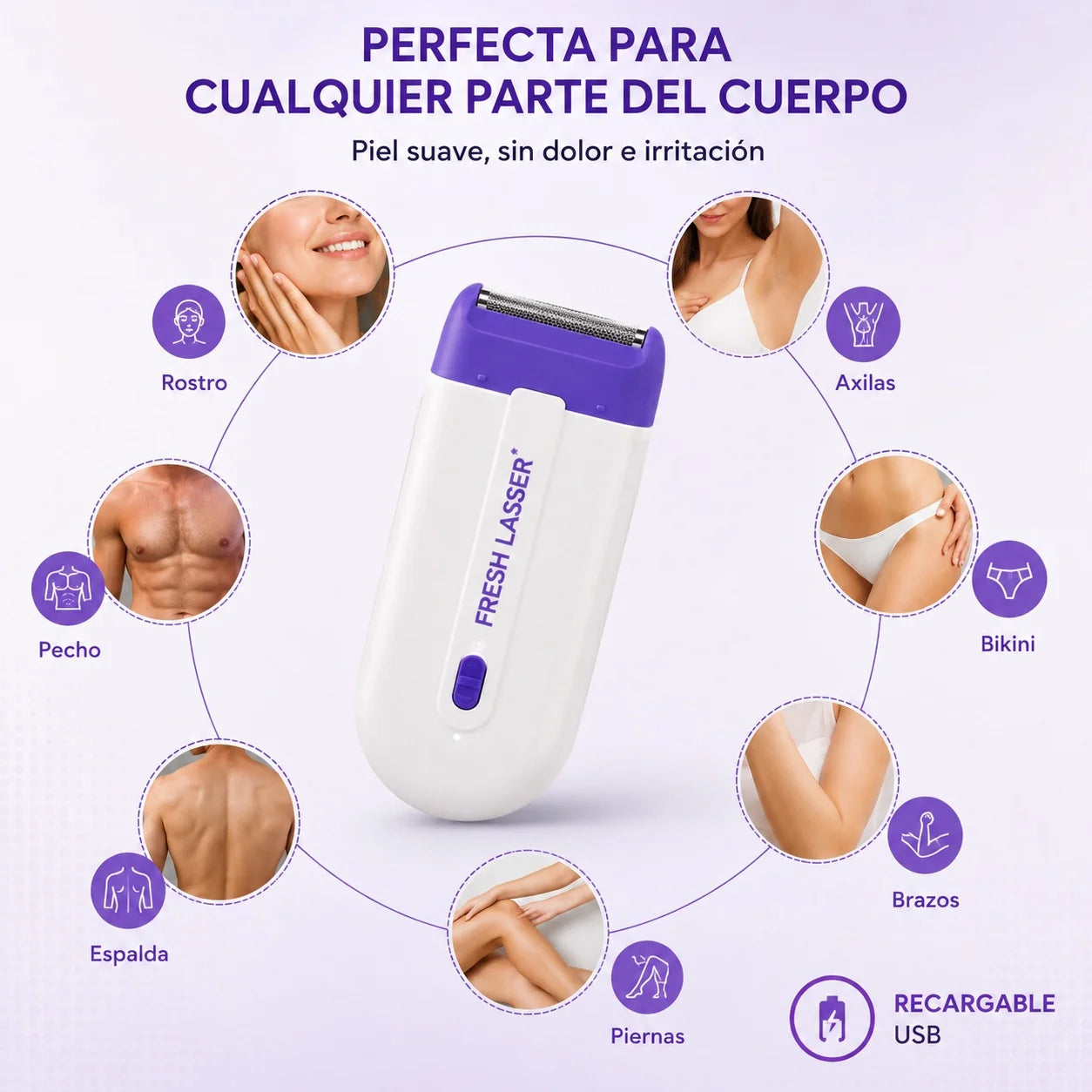 FRESH LASSER™ Depiladora Eléctrica Inalámbrica