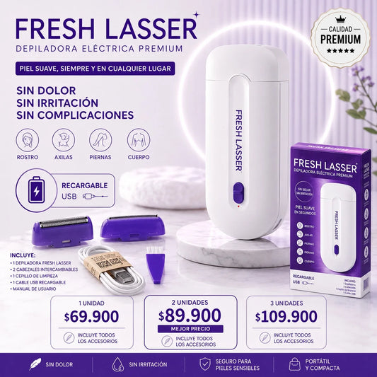 FRESH LASSER™ Depiladora Eléctrica Inalámbrica