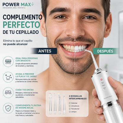 POWER MAX™ Irrigador Oral Portátil + Kit De Boquillas Gratis