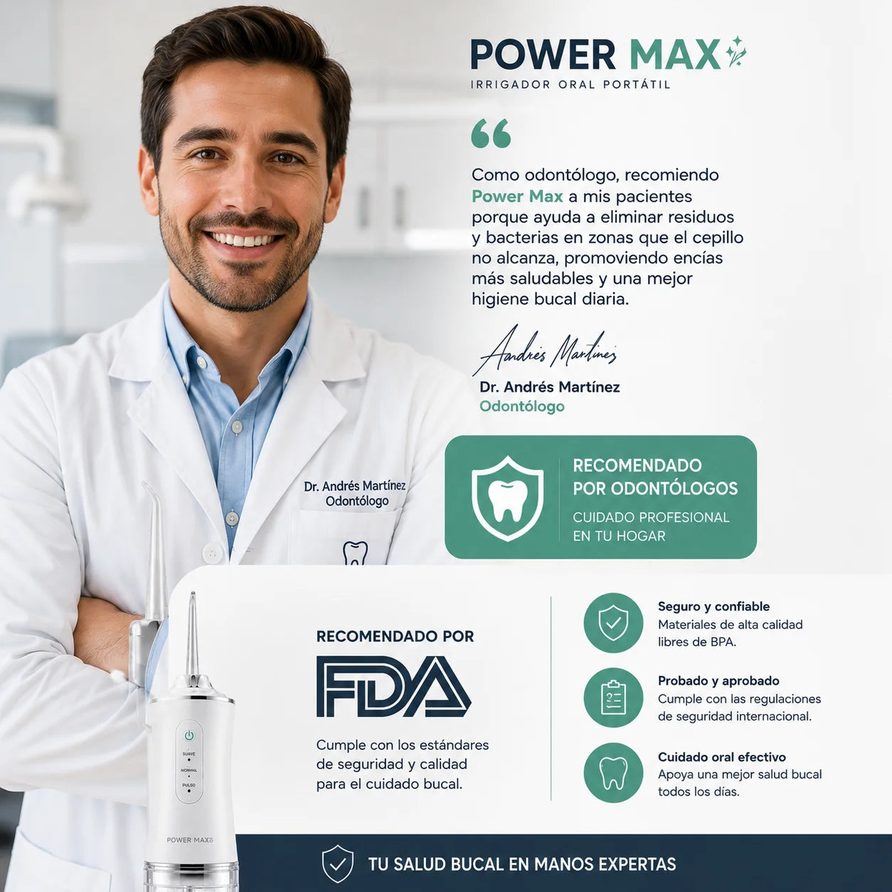 POWER MAX™ Irrigador Oral Portátil + Kit De Boquillas Gratis