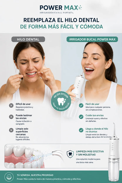 POWER MAX™ Irrigador Oral Portátil + Kit De Boquillas Gratis