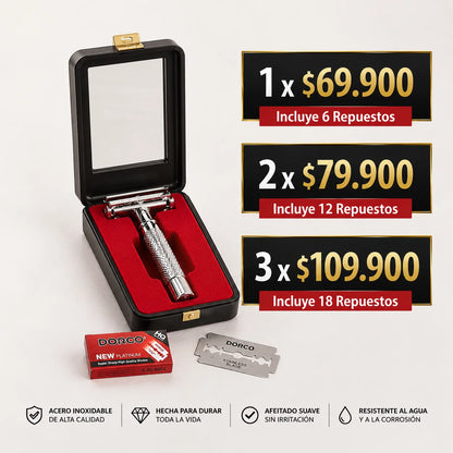 Maquina De Afeitar Premium Clásica 🧔+ Repuestos Dorco GRATIS