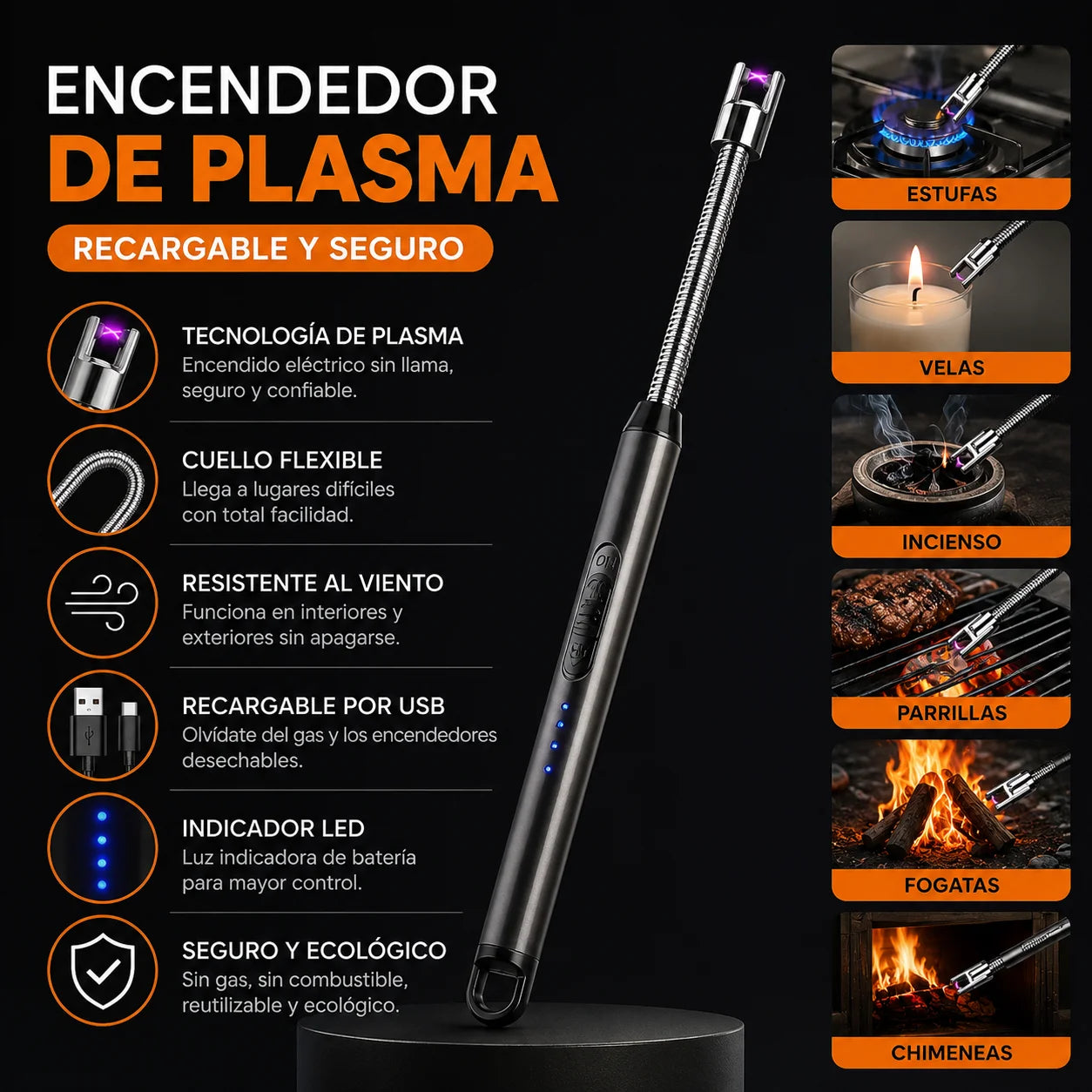 Encendedor De Plasma, Recargable 🔋