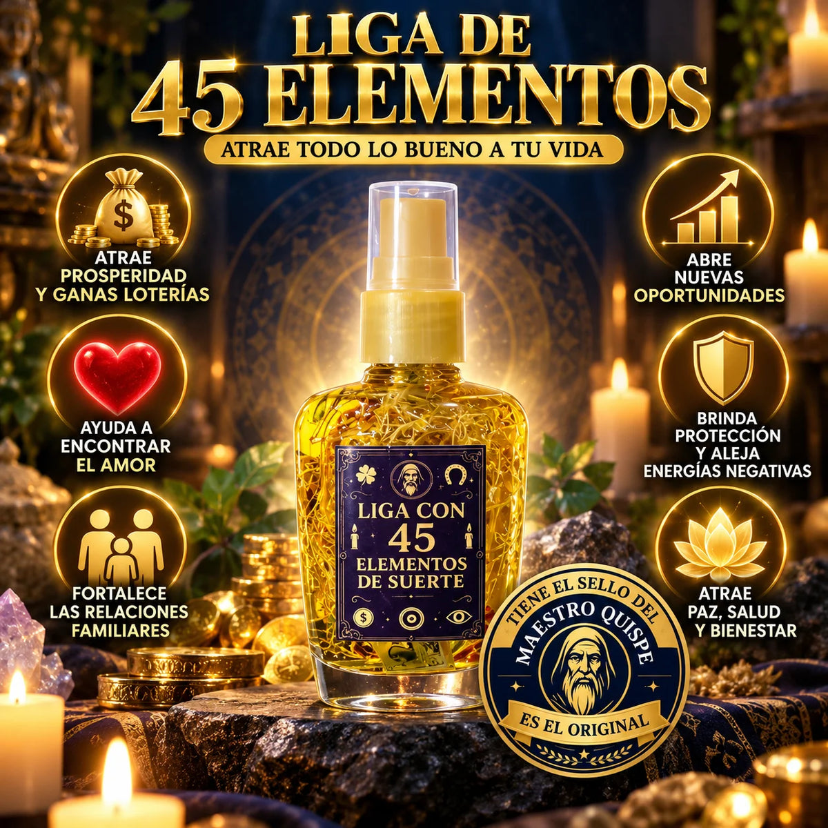 Perfume Liga 45 Elementos De La Suerte + Oración