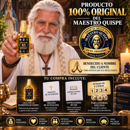 Perfume Liga 45 Elementos De La Suerte + Oración