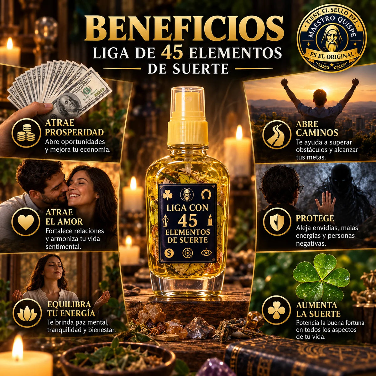 Perfume Liga 45 Elementos De La Suerte + Oración
