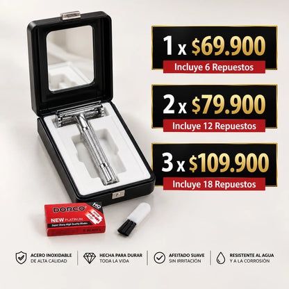 Maquina De Afeitar Premium Clásica 🧔+ Repuestos Dorco GRATIS
