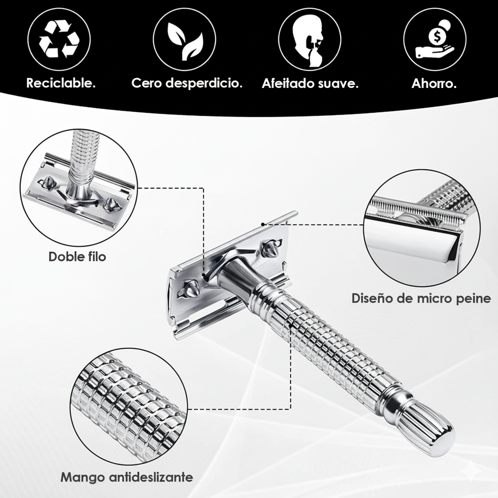 Maquina De Afeitar DON BRAVO Premium Clásica 🧔+ 5 Repuestos