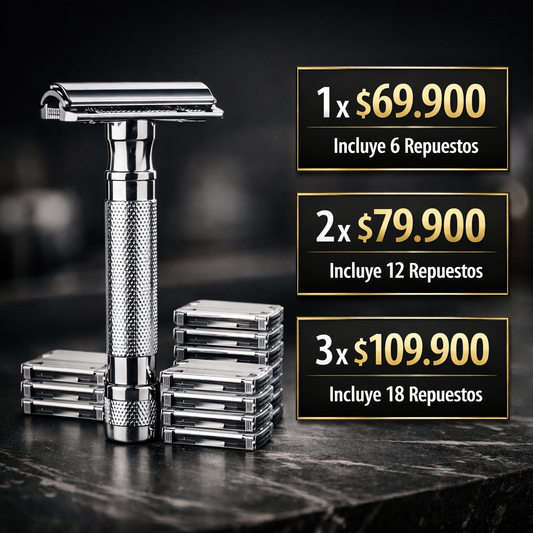 Maquina De Afeitar Premium Clásica 🧔+ 6 Repuestos Dorco GRATIS