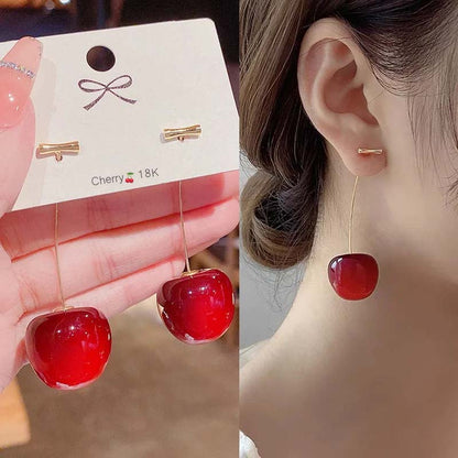 ARETES 🍒 CHERRY | BAÑO EN ORO DE 18K + Caja De Regalo