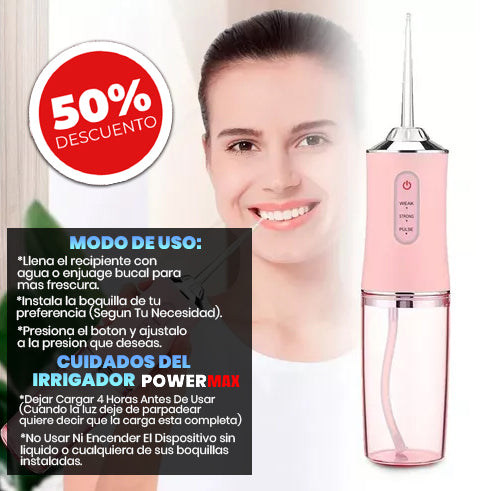 🦷 IRRIGADOR BUCAL POWER MAX® + 4 BOQUILLAS GRATIS